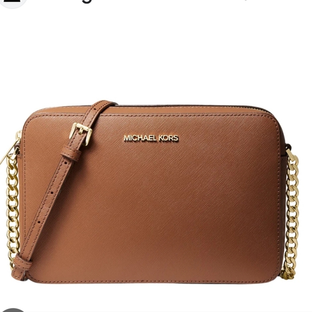 Michael Kors Brown Crossbody Camera Bag with Gold Chain
